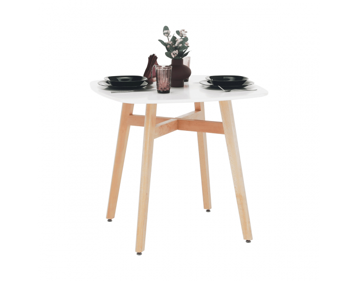 Jedálenský stôl Dejan 3 New 80 - biela / prírodná