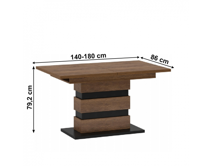 Rozkladací jedálenský stôl Delis S - dub bolzano / čierna