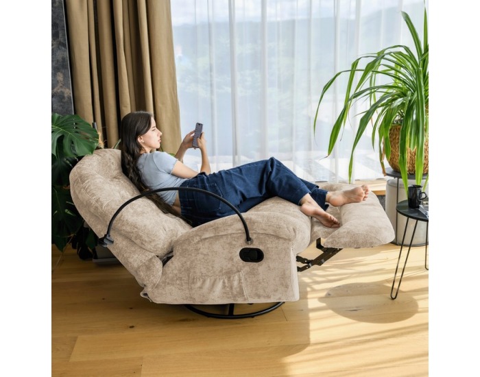 Otočné hojdacie kreslo Delmor - béžová