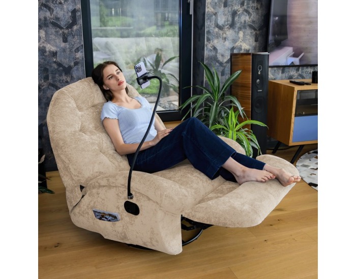 Otočné hojdacie kreslo Delmor - béžová