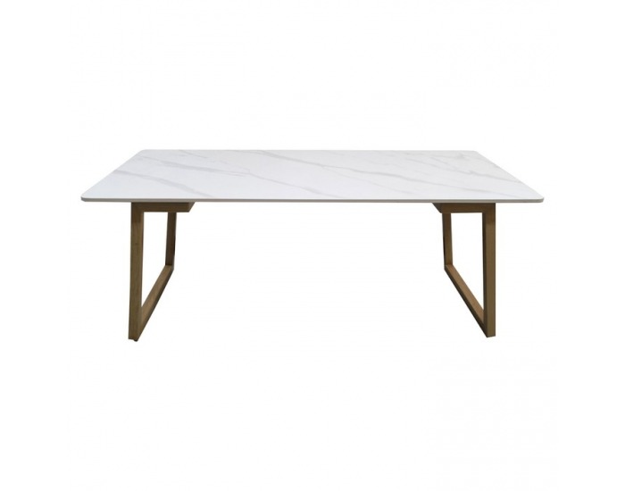 Konferenčný stolík Demian - biely mramor / buk