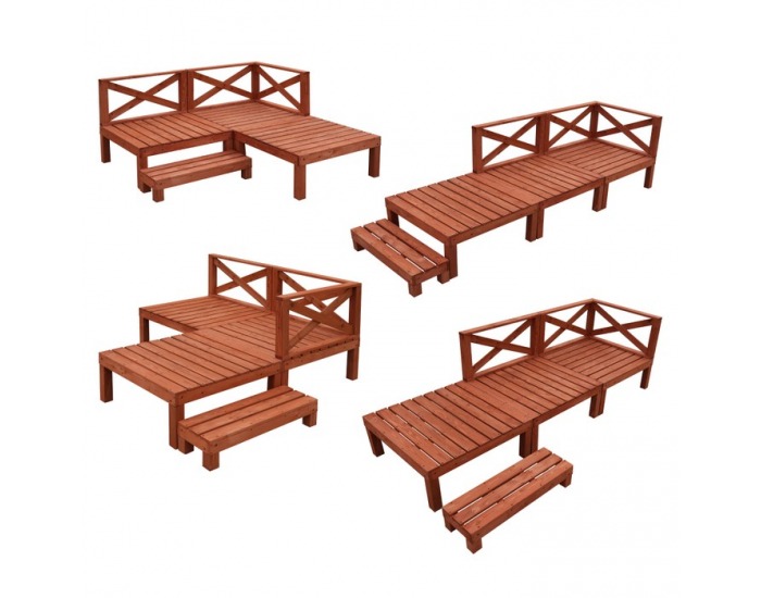 Drevená terasa Demis 270x90x81 cm - hnedá