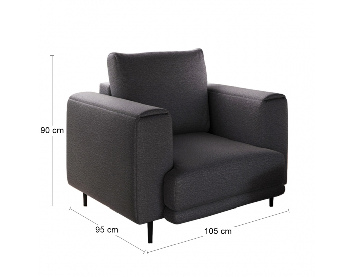 Kreslo Dena 1F - tmavosivá