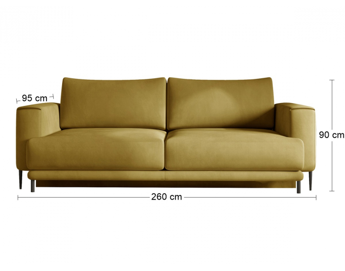 Rozkladacia pohovka s úložným priestorom Dena - horčicová