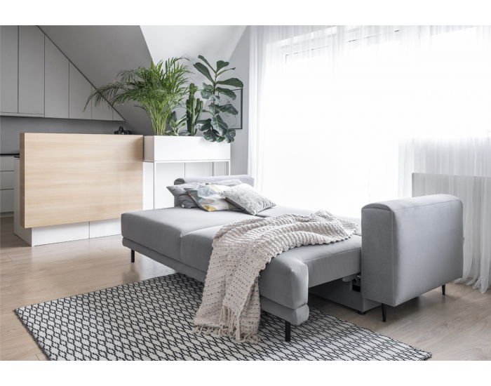 Rozkladacia pohovka s úložným priestorom Dena - horčicová