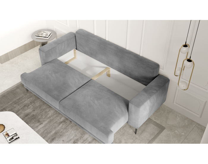 Rozkladacia pohovka s úložným priestorom Dena - horčicová