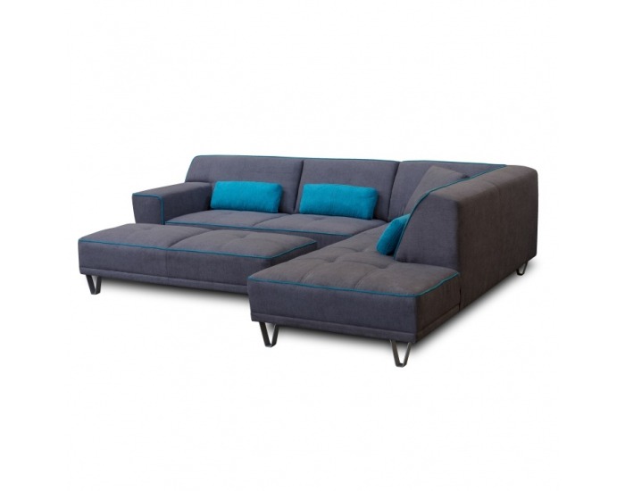 Rohová sedačka s rozkladom Derba P - tmavosivá / petrolejová