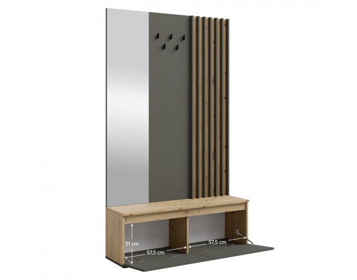 Predsieň Deris - grafit / dub artisan