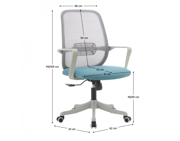 Kancelárske kreslo Dervin - sivá / modrá