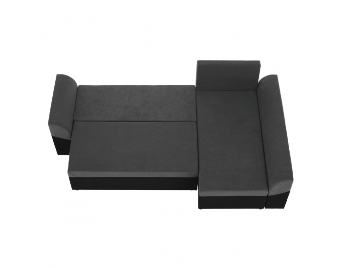 Rohová sedačka s rozkladom a úložným priestorom Desny L/P - čierna / sivá