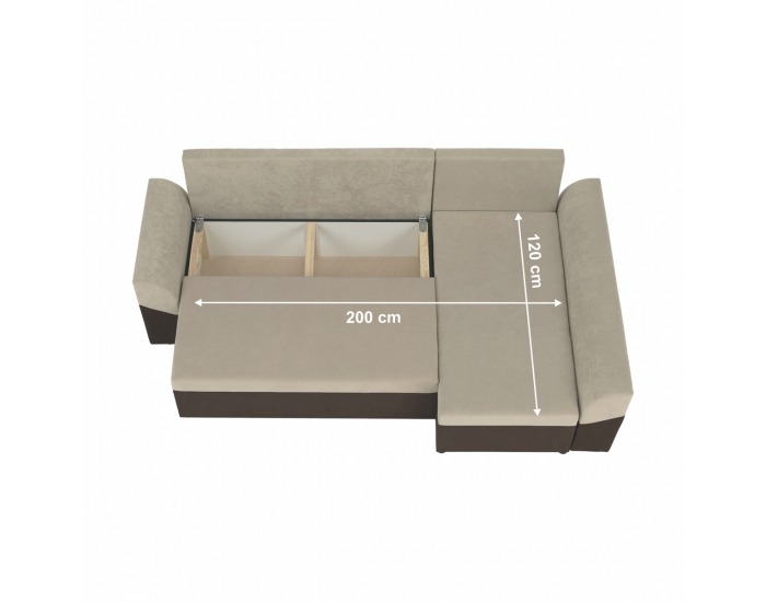 Rohová sedačka s rozkladom a úložným priestorom Desny L/P - hnedá / béžová