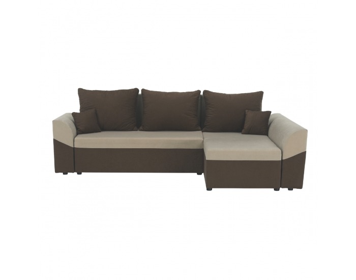 Rohová sedačka s rozkladom a úložným priestorom Desny L/P - hnedá / béžová