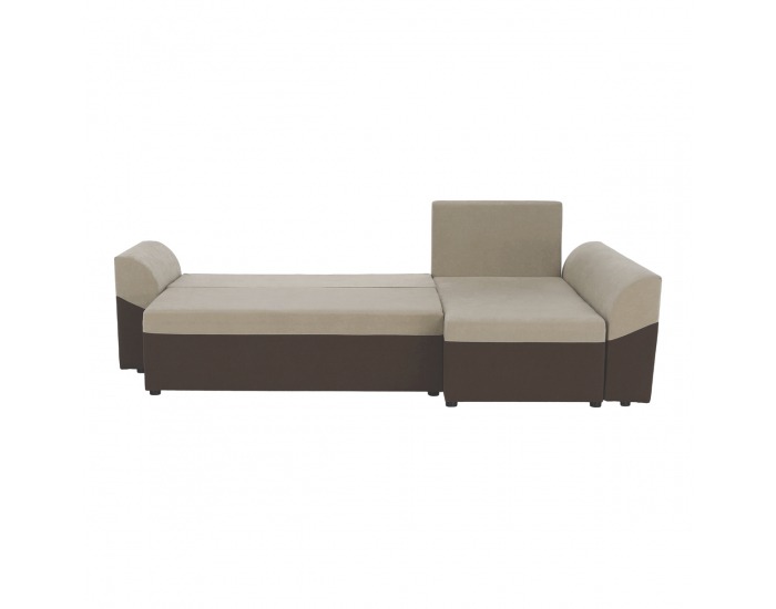 Rohová sedačka s rozkladom a úložným priestorom Desny L/P - hnedá / béžová