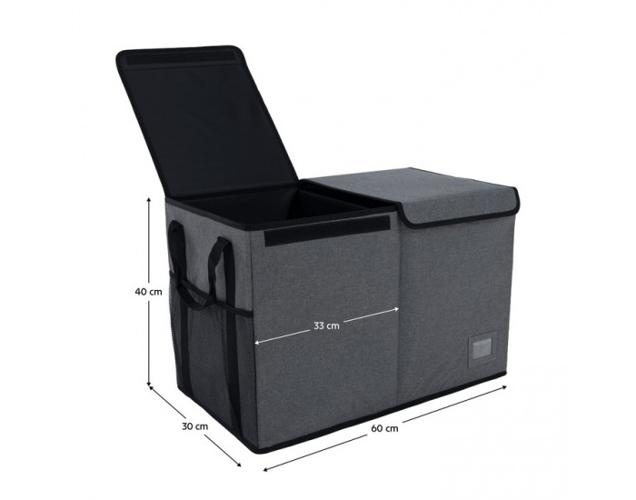 Skladací úložný box Deter - sivá / čierna
