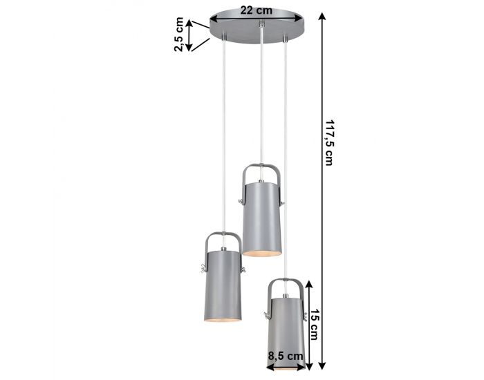 Visiaca lampa Devan - sivá