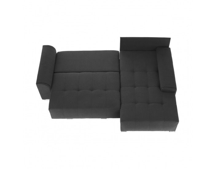 Rohová sedačka s rozkladom a úložným priestorom Devlin L/P - tmavosivá