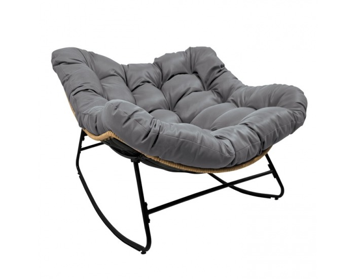 Záhradné hojdacie kreslo Devner - čierna / hnedá / sivá