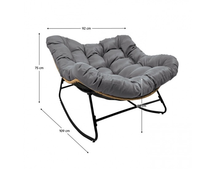 Záhradné hojdacie kreslo Devner - čierna / hnedá / sivá