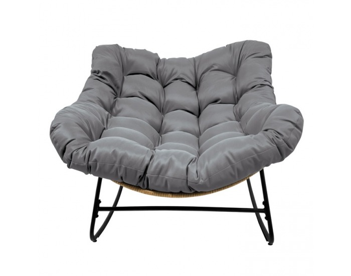 Záhradné hojdacie kreslo Devner - čierna / hnedá / sivá