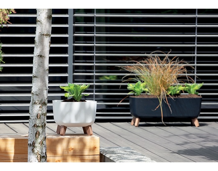 Plastový kvetináč na nožičkách DGQL300 29 cm - antracit