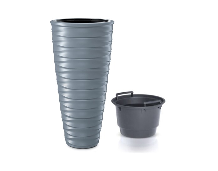 Vysoký plastový kvetináč DHFE400 38,3 cm - svetlosivá