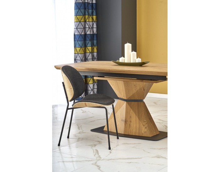 Rozkladací jedálenský stôl Diamond - dub zlatý / čierna