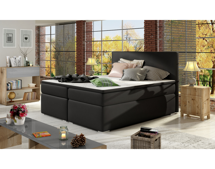 Čalúnená manželská posteľ s úložným priestorom Diana 140 - čierna (Soft 11)