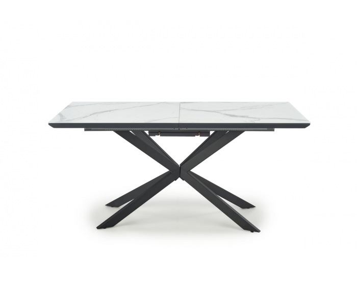 Rozkladací jedálenský stôl Diesel - biely mramor / tmavosivá / čierna