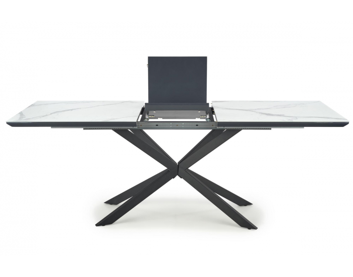 Rozkladací jedálenský stôl Diesel - biely mramor / tmavosivá / čierna