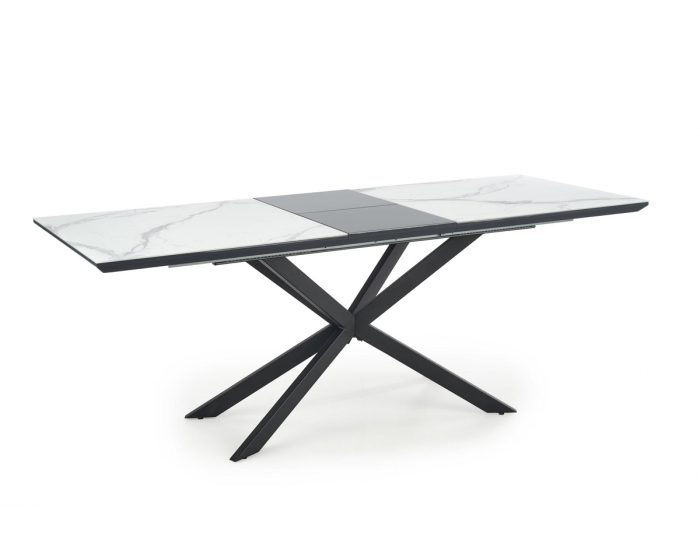 Rozkladací jedálenský stôl Diesel - biely mramor / tmavosivá / čierna
