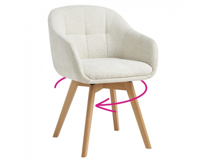 Otočné jedálenské kreslo Dimer - krémová / buk