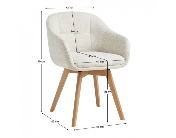 Otočné jedálenské kreslo Dimer - krémová / buk