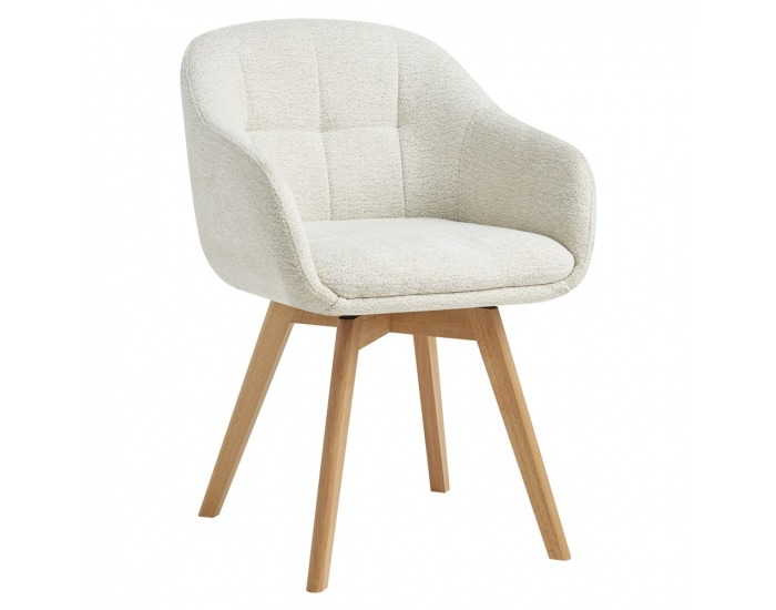 Otočné jedálenské kreslo Dimer - krémová / buk