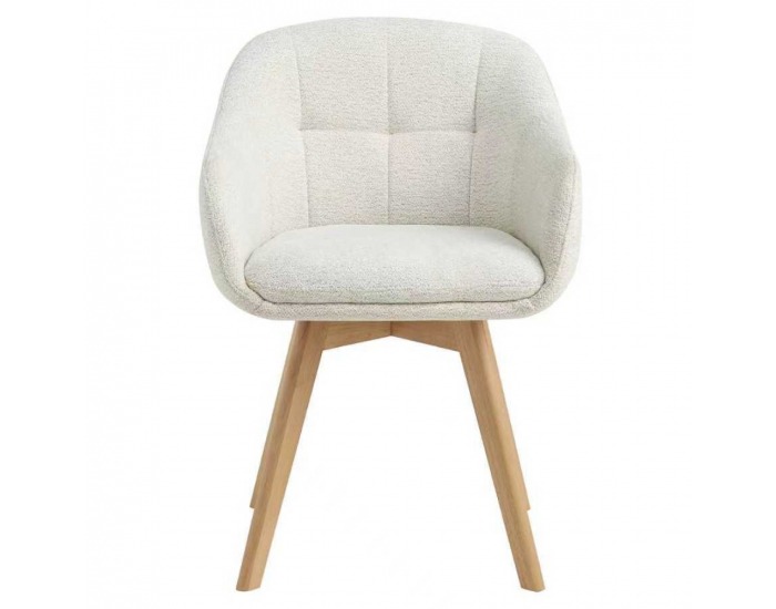 Otočné jedálenské kreslo Dimer - krémová / buk