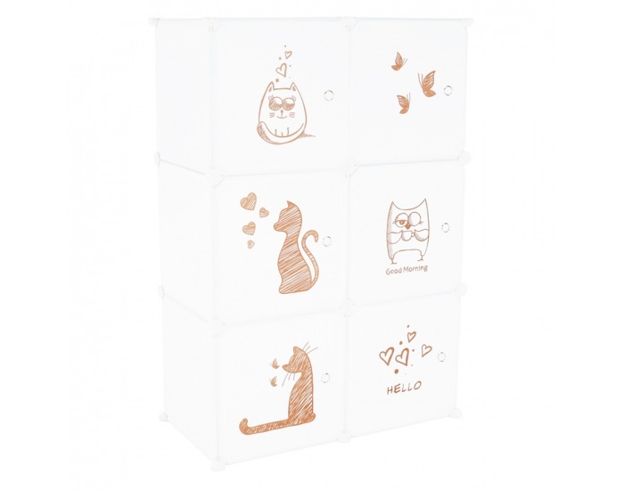 Detská modulárna skrinka Dinos - biela / detský vzor