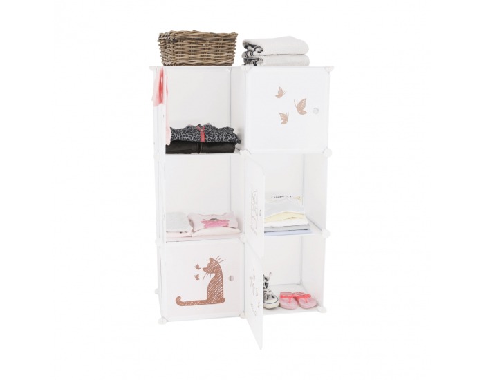 Detská modulárna skrinka Dinos - biela / detský vzor