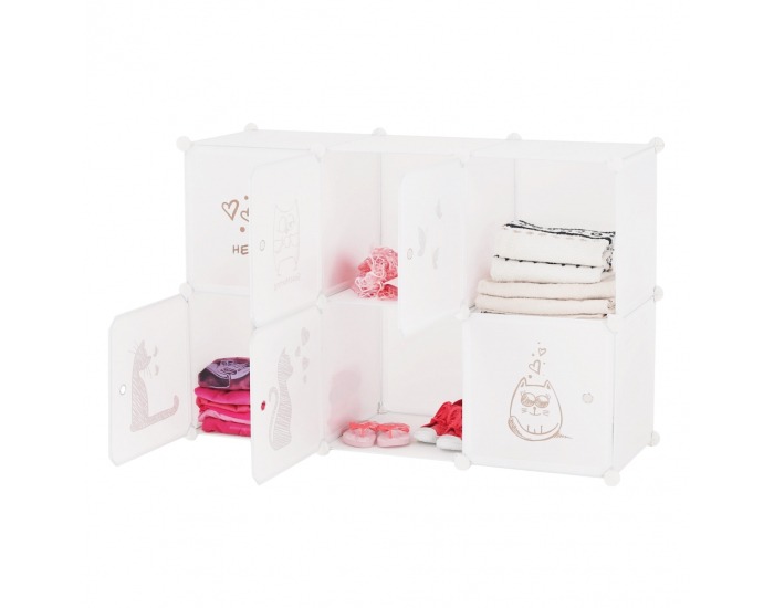 Detská modulárna skrinka Dinos - biela / detský vzor