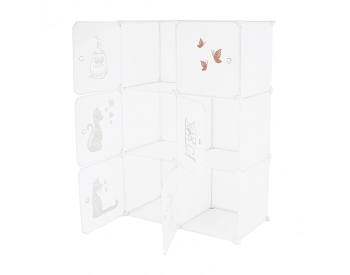 Detská modulárna skrinka Dinos - biela / detský vzor