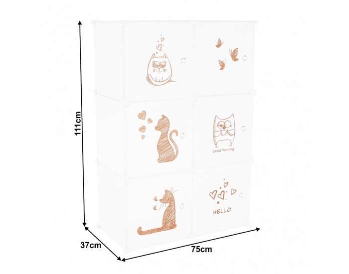 Detská modulárna skrinka Dinos - biela / detský vzor