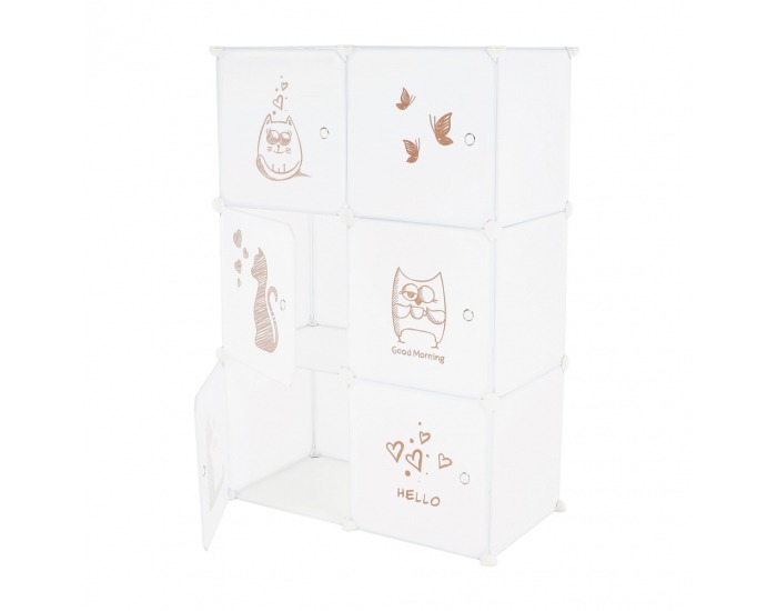 Detská modulárna skrinka Dinos - biela / detský vzor