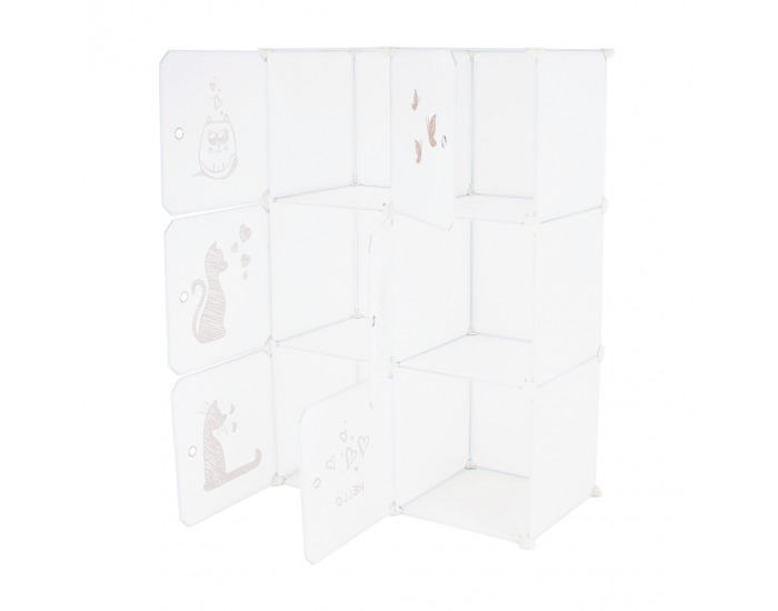 Detská modulárna skrinka Dinos - biela / detský vzor
