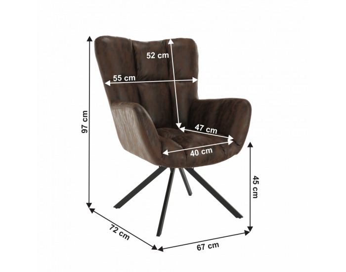 Dizajnové otočné kreslo Komodo - hnedá / čierna