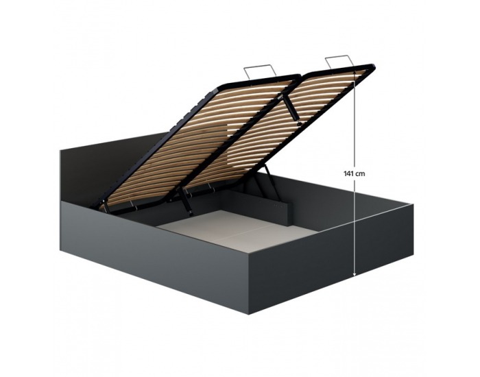 Manželská posteľ s kovovým roštom Doli 180x200 cm - grafit