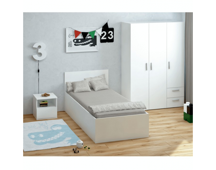 Jednolôžková posteľ s kovovým roštom Doli 90x200 cm - biela