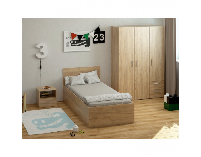 Jednolôžková posteľ s kovovým roštom Doli 90x200 cm - dub artisan