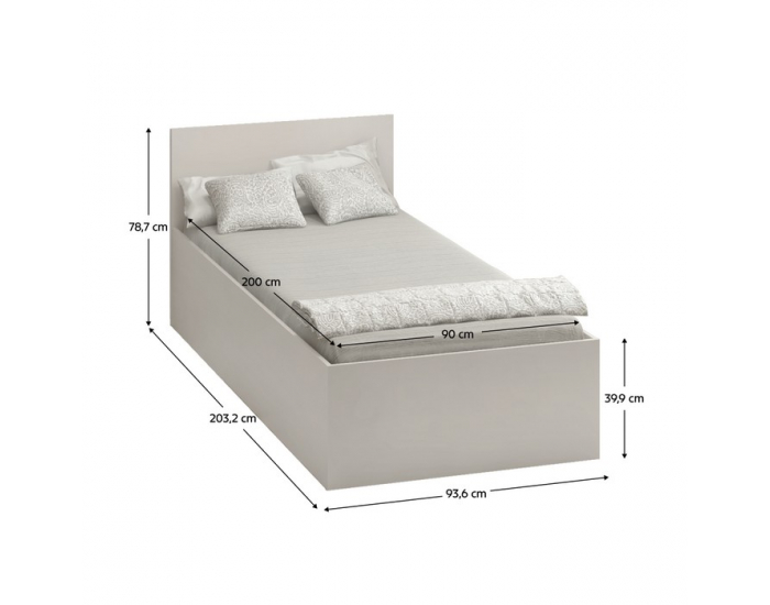 Jednolôžková posteľ s kovovým roštom Doli 90x200 cm - kašmír