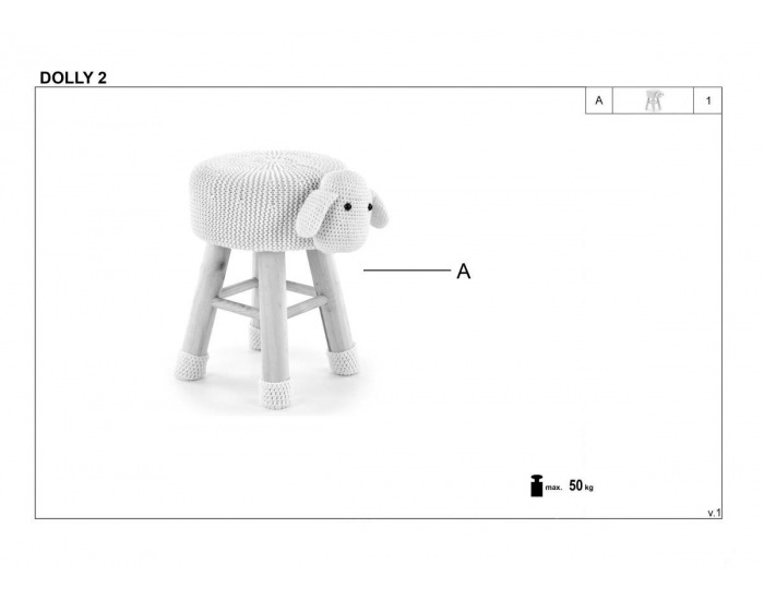 Taburetka Dolly 2 - krémová / prírodná