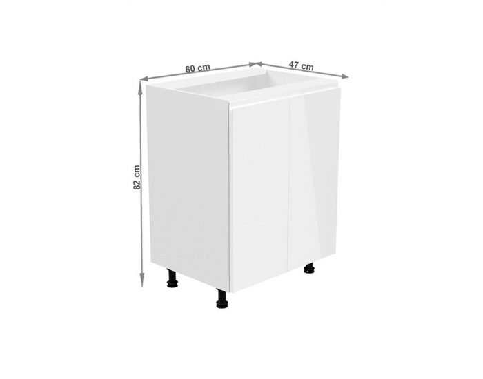 Dolná kuchynská skrinka Aurora D602F - biela / sivý lesk