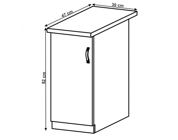 Dolná kuchynská skrinka Layla D30 L - sivá matná / biela