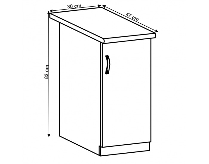 Dolná kuchynská skrinka Layla D30 P - sivá matná / biela
